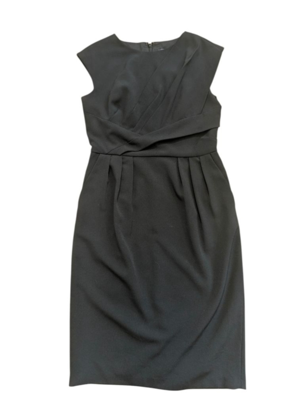 Adrianna Papell Pleat Side Swag Sheath Dress Black Size 8 - Picture 2 of 13